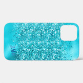 Coques Case-Mate iPhone Vos initiales Parties scintillant turquoise (Verso (horizontal))