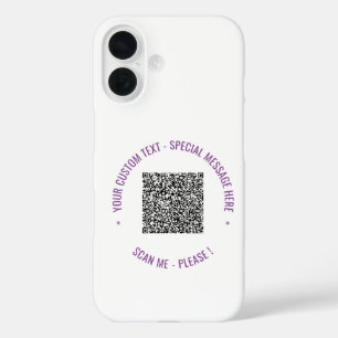 Coques iPhone 16 Votre code QR - Texte et couleurs personnalisés Pe