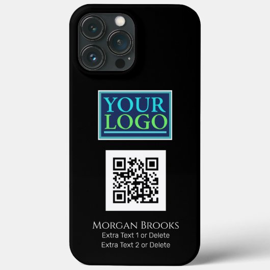 Coques Case-Mate iPhone Votre logo/Art/Photo, Code QR, Nom/Info sur Black (Verso)
