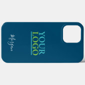 Coques Case-Mate iPhone Votre logo/Art/Photo, Nom Script blanc, Ocean Blue (Verso (horizontal))