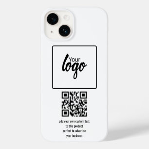 Coque Pour iPhone 14 Votre logo d'entreprise Code QR et texte