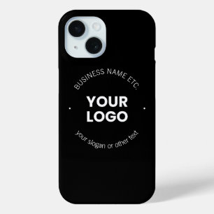 Coque Pour iPhone 15 Votre logo d'entreprise & texte modifiable Noir