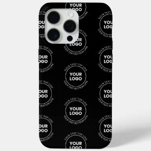 Coque iPhone 15 Pro Max Votre logo et texte modifiable Motif répétitif