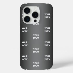 Coque iPhone 15 Pro Votre logo simple répétitif Dégradé noir et gris