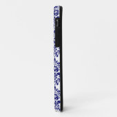 Coques Case-Mate iPhone Votre monogramme, motif 2 de damassé de bleu (Dos/Gauche)