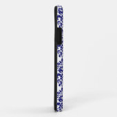 Coques Case-Mate iPhone Votre monogramme, motif 2 de damassé de bleu (Dos/Droite)