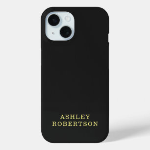 Coque Pour iPhone 15 Votre nom Black Professional Style minimaliste