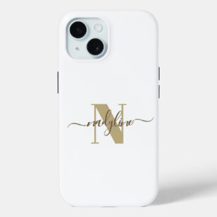 Coque Pour iPhone 15 Votre nom et initiale personnalisent