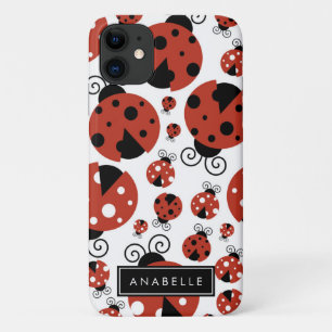 Case-Mate iPhone Case Votre nom - Ladybugs, Ladybirds - Red Black