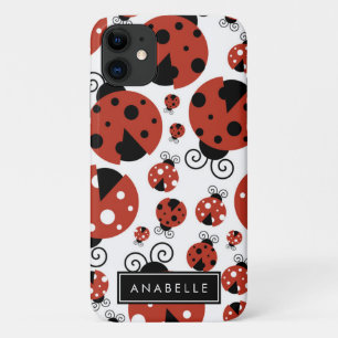 Case-Mate iPhone Case Votre nom - Ladybugs, Ladybirds - Red Black
