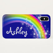 Coques Case-Mate iPhone Votre nom lettre arc en ciel bleu rose (Dos (Horizontal))