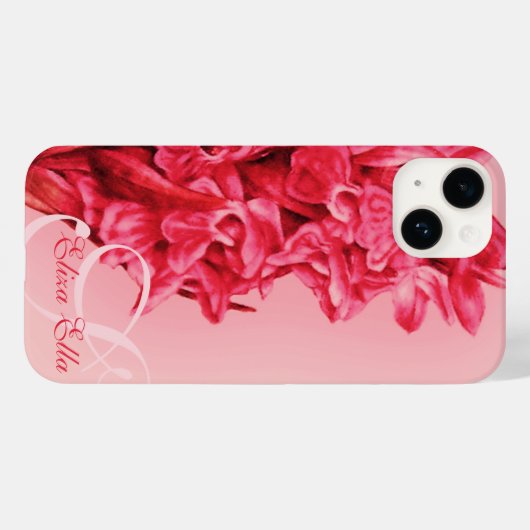 Coques Case-Mate iPhone Votre nom Orchidée rouge rose (Verso (horizontal))