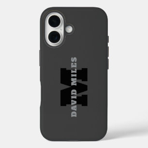 Coques iPhone 16 Votre nom ou nom d'entreprise Gris Masculin Mode