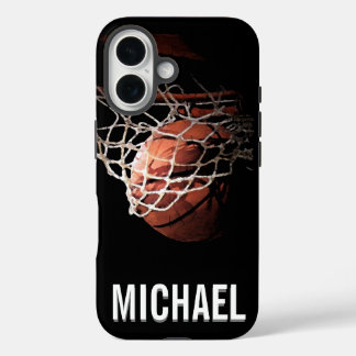 Coques iPhone 16 Votre nom personnalisable Basketball Artwork