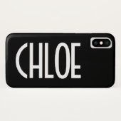 Coques Case-Mate iPhone Votre nom, texte gras blanc | Noir (Dos (Horizontal))