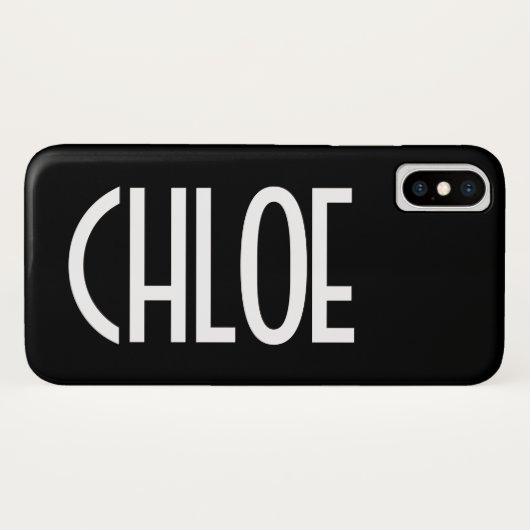 Coques Case-Mate iPhone Votre nom, texte gras blanc | Noir (Dos (Horizontal))