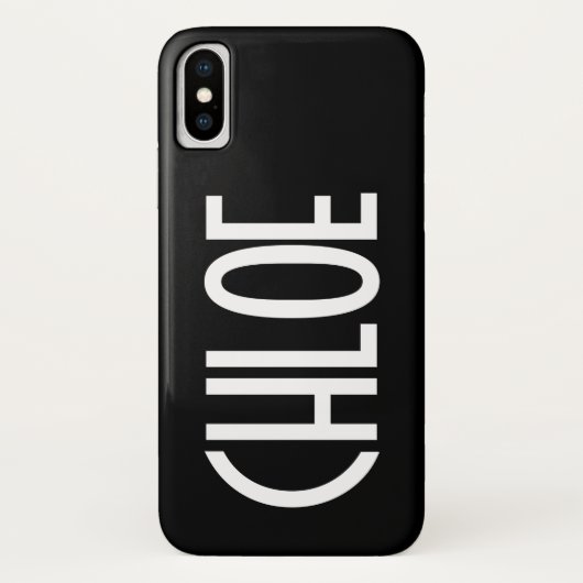 Coques Case-Mate iPhone Votre nom, texte gras blanc | Noir (Dos)