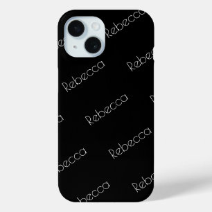 Coque Pour iPhone 15 Votre nom Typographie blanche moderne sur fond n