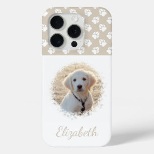 Coque iPhone 15 Pro Votre photo d'animal de compagnie & pattes blanche