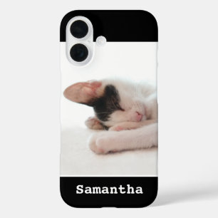 Coques iPhone 16 Votre photo Noir et Blanc LOVE Moderne Élégant