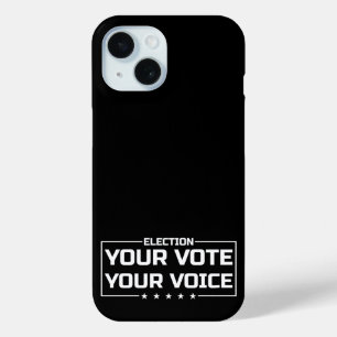 Coque Pour iPhone 15 Votre Vote Votre Voix police blanche