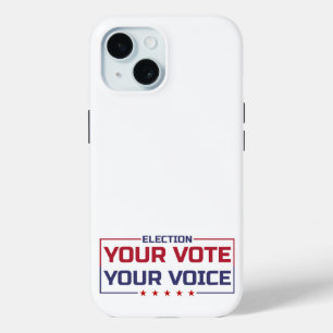 Coque Pour iPhone 15 Votre Vote Votre Voix police colorée