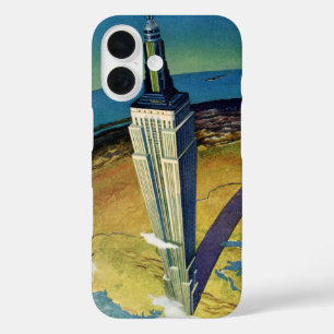 Coques iPhone 16 Voyage à New York Empire State Building vintage