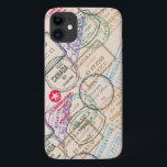 Coque iPhone 11 Voyage de timbres de passeport<br><div class="desc">coque à thème voyage de Ricaso</div>