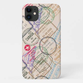 Coque iPhone 11 Voyage de timbres de passeport