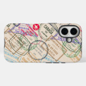Coques Case-Mate iPhone Voyage de timbres de passeport (Verso (horizontal))