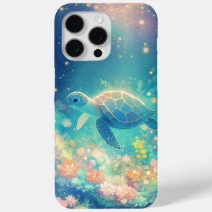 Coque iPhone 15 Pro Max Voyage d'une Tortue à Travers un Jardin Sous-Marin