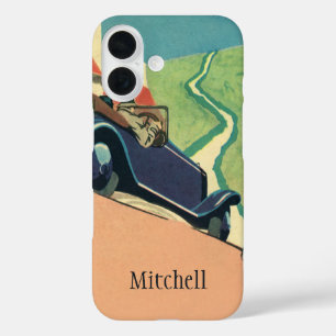 Coques iPhone 16 Voyage en voiture décapotable vintage à la campagn