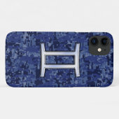 Coques Case-Mate iPhone Voyage Gemini : Camouflage numérique bleu marine (Dos (Horizontal))