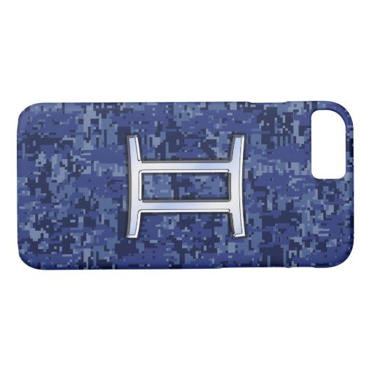 Coques Case-Mate iPhone Voyage Gemini : Camouflage numérique bleu marine (Dos (Horizontal))