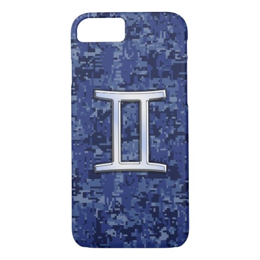 Coques Case-Mate iPhone Voyage Gemini : Camouflage numérique bleu marine (Dos)