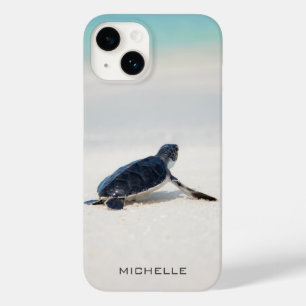 Coque Pour iPhone 14 Voyage personnalisé de bébé tortue de mer sur la p