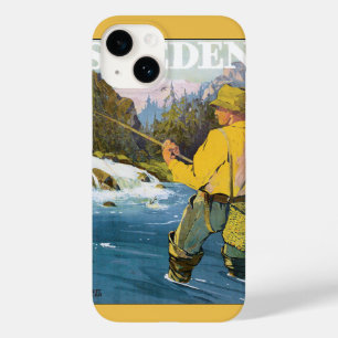 Coque Pour iPhone 14 Voyage vintage en Suède, pêche sportive de pêcheur