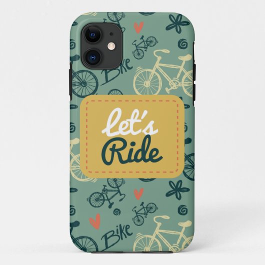 Coques Case-Mate iPhone Voyons à vélo vert moderne Motif (Dos)