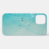 Coques Case-Mate iPhone Vue aérienne des surfeurs, océan clair. (Verso (horizontal))