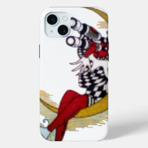Coque iPhone 15 Mini Vue cosmique : Elfe sur la lune aventure