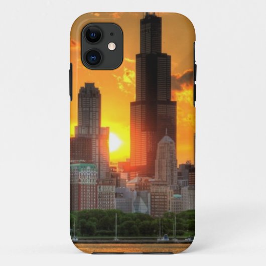 Coques Case-Mate iPhone Vue de l'horizon de Chicago d'Adler (Dos)