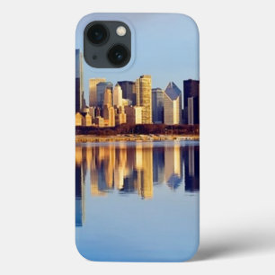 Coques Pour iPhone Vue d'horizon de Chicago avec la réflexion