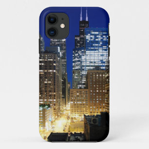 Coque iPhone 11 Vue nocturne de Chicago