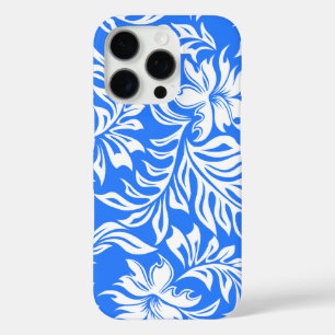 Coques iPhone 16 Pro Waikiki Hibiscus Pareau hawaïen bleu floral