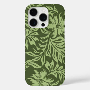 Coques iPhone 16 Pro Waikiki Hibiscus Pareau hawaïen Floral Olive