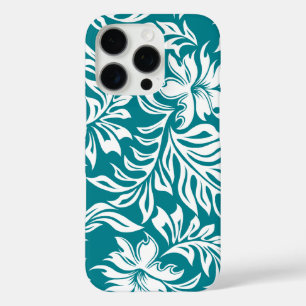 Coques iPhone 16 Pro Waikiki Hibiscus Pareau hawaïen Turquoise Floral