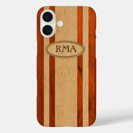 Coques Case-Mate iPhone Waikokos Hawaiian Faux Wood Surboard Monogramme (Verso)