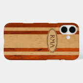 Coques Case-Mate iPhone Waikokos Hawaiian Faux Wood Surboard Monogramme (Verso (horizontal))