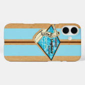 Coques Case-Mate iPhone Waimea Surfboard Hawaiian Faux Wood Aqua (Verso (horizontal))