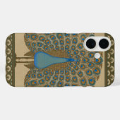 Coques Case-Mate iPhone Walter Crane Blue Peacock avec sa queue écartée (Verso (horizontal))